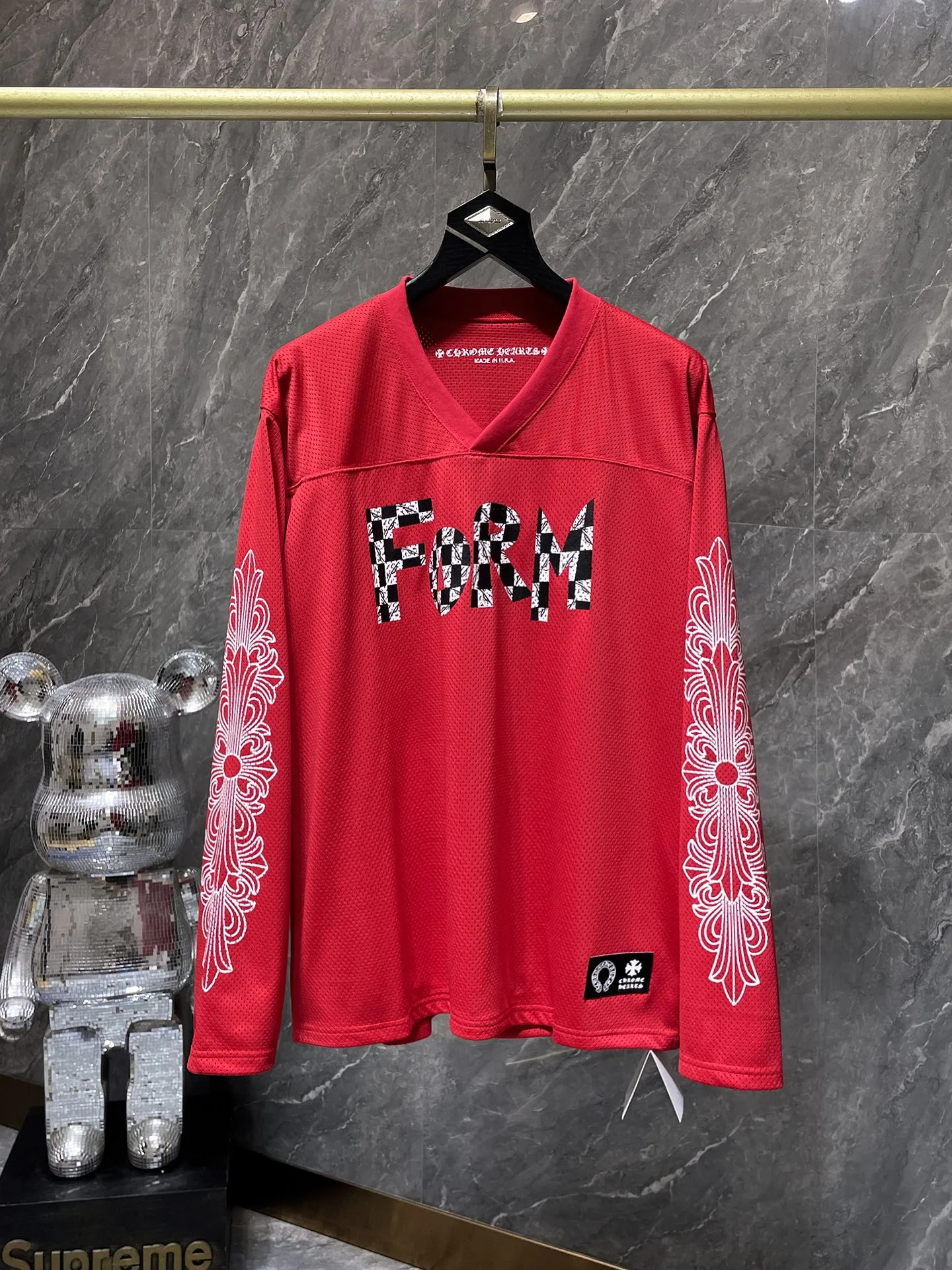 P216 Chrome Hearts 25ss customized version of high gram weight uniform fabric Chrome Mattyboy official website limited flower arm ice hockey uniform counter synchronization 1:1 replica version Recommended color: red. Size: S, M, L, XL